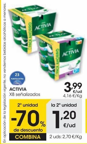 Eroski Activia yogur natural pack 8x120 g oferta
