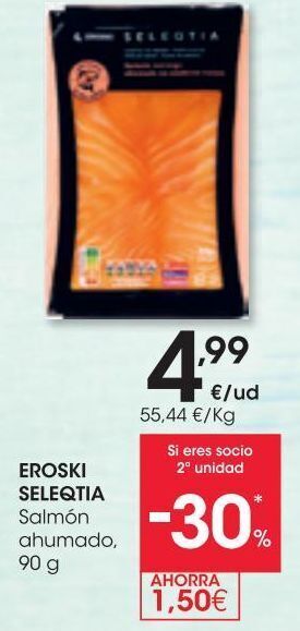 Eroski Eroski seleqtia salmón ahumado 90 g oferta