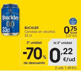 Eroski Buckler cerveza sin alcohol 0,33 l oferta