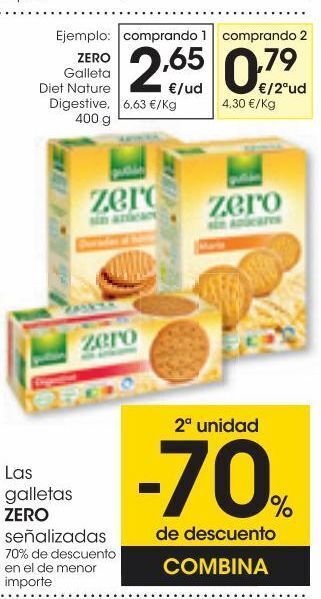 Eroski Zero galleta dorada sin azúcares 330 g oferta