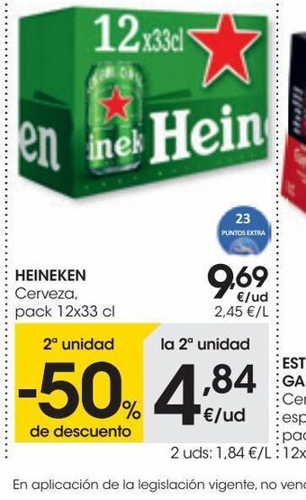 Eroski Heineken cerveza pack 12x33 cl oferta