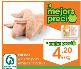 Eroski Eroski alas de pollo enteras bandeja al peso oferta