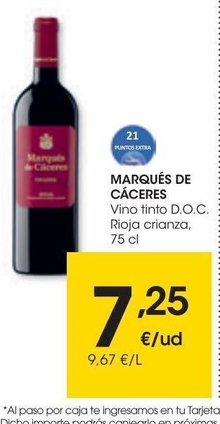 Eroski Marques de caceres vino tinto d.o.c. rioja crianza 75 cl oferta