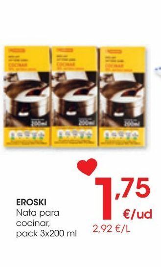 Eroski Eroski nata para cocinar pack 3x200 ml oferta