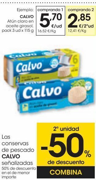 Eroski Calvo atún claro en aceite girasol pack 3x115 g oferta