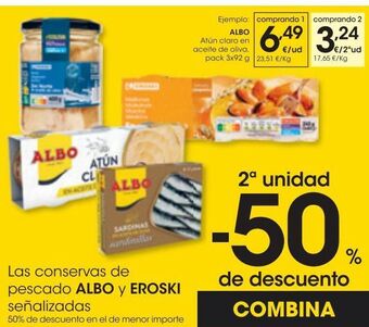 Eroski Albo atún claro en aceite de oliva pack 3x92 g oferta