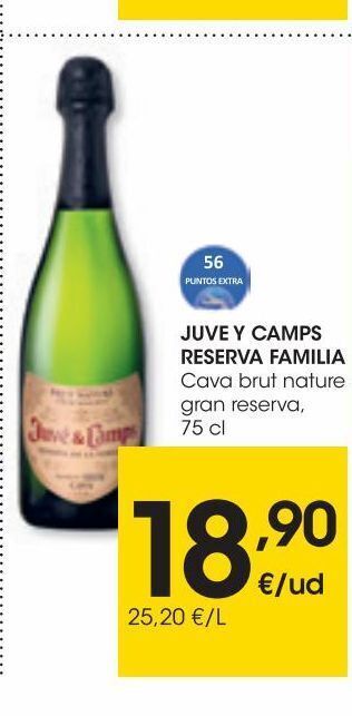 Eroski Juve y camps reserva familia cava brut nature gran reserva 75 cl oferta