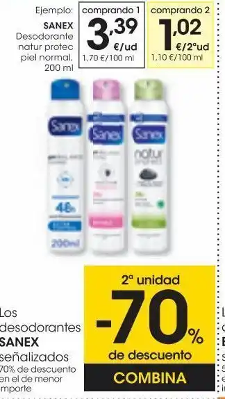 Eroski Sanex desodorante spray extra control 200 ml oferta