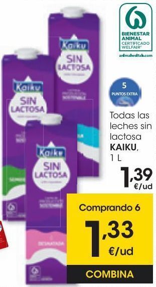 Eroski Kaiku leche sin lactosa desnatada brik 1 l oferta