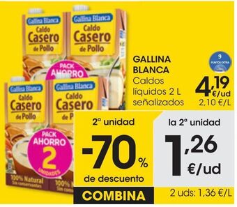 Eroski Gallina blanca caldo de pollo p-2 2 l oferta