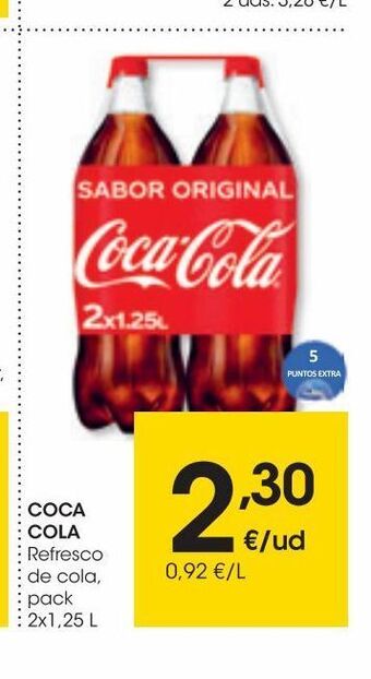 Eroski Coca cola refresco de cola pack 2x1,25 l oferta