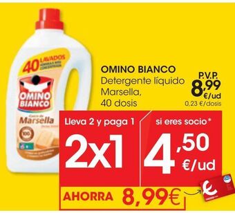 Eroski Omino bianco detergente líquido marsella 40 dosis oferta