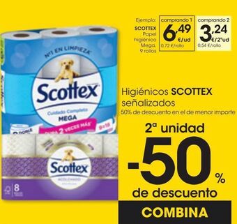 Eroski Scottex papel higiénico mega 9 rollos oferta