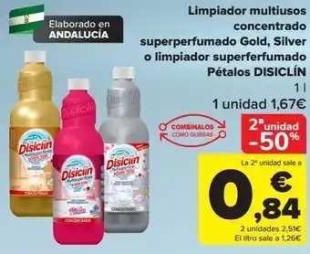 Carrefour Limpiador multiusos concentrado superperfumado gold, silver o limpiador superperfumado pétalos disiclín oferta