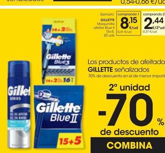 Eroski Gillette maquinilla desechable 2 hojas blue ii plus 5+1 6 uds oferta