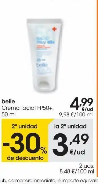 Eroski Belle crema facial fp50+ 50 ml oferta
