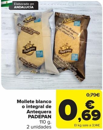 Carrefour Mollete blanco o integral de antequera padepan oferta
