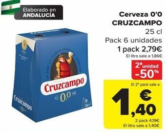 Carrefour Cerveza 0,0 cruzcampo oferta