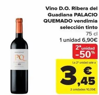 Carrefour Vino d.o. ribera del guadiana palacio quemado vendimia selección tinto oferta