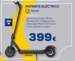 350 w patinete eléctrico youin yougol -autonomia hasta 25 km -ruedas 8.5 antipinchazos - velocidad maxima 25 km/h freno de