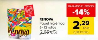 Autoservicios Familia Papel higiénico 6=12 rollos renova oferta
