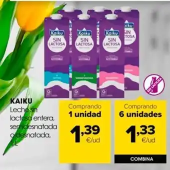 Autoservicios Familia Leche sin lactosa entera semidesnatada o desnatada kaiku oferta