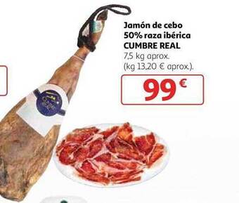 Alcampo Jamón de cebo 50% raza ibérica cumbre real oferta