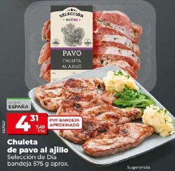 Dia Chuleta de Pavo Al Ajillo oferta