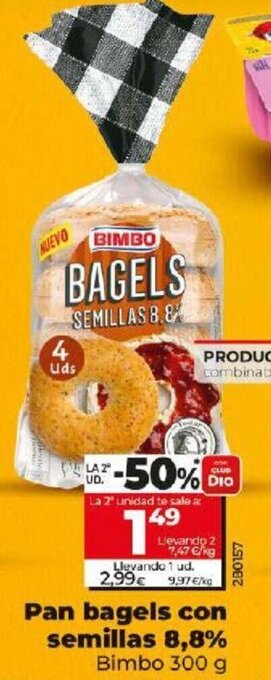 Dia Pan Bagels Con Semillas 8.8% oferta
