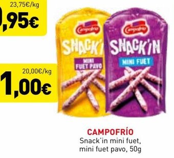 Hiperber Campofrío Snack'in Mini Fuet, Mini Fuet Pavo, 50g oferta