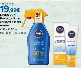 Costco Nivea sun protector solar corporal + facial fps50 oferta