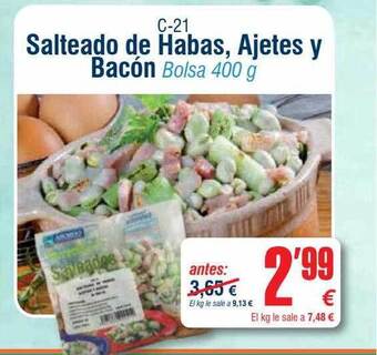 Abordo Salteado de habas, ajetes y bacón oferta