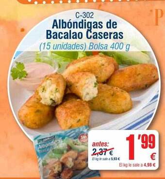 Abordo Albóndigas de bacalao caseras oferta