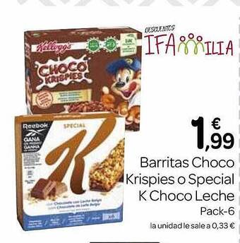 Supermercados El Jamón Barritas choco krispies o special k choco leche oferta