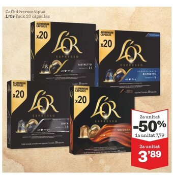 Sorli Café Diversos Tipus L'or Pack 20 Capsules oferta