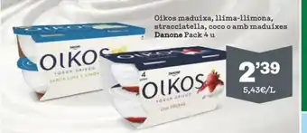 Sorli Oikos Maduixa, Llima-Llimona Atreacciatella, Coco o Amb Maduixes Danone Paclk 4 u oferta