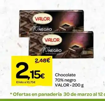 Dialprix Chocolate 70 % Negro Valor * 200 g oferta