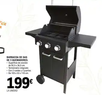 E.Leclerc Barbacoa De Gas De 3 Quemadores oferta