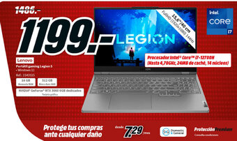MediaMarkt Portatil Gaming Legion 5 oferta