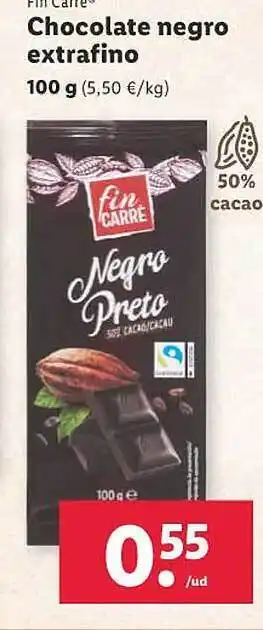 Lidl Fin carré chocolate negro extrafino oferta