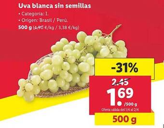 Lidl Uva blanca sin semillas oferta