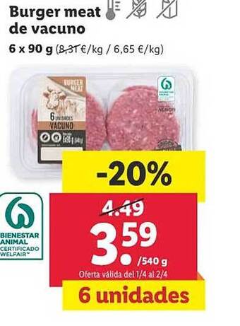 Lidl Burger meat de vacuno oferta