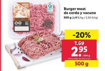 Lidl Burger meat de cerdo y vacuno oferta