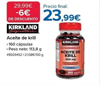 Costco Kirkland signature aceite de krill 160 cápsulas peso neto oferta