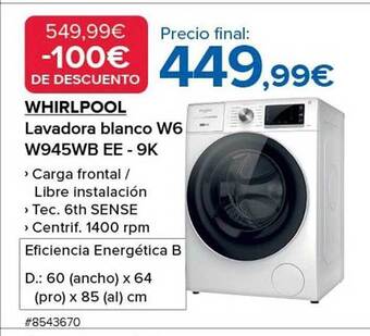 Costco Whirlpool lavadora blanco w6 w945wb ee - 9k oferta