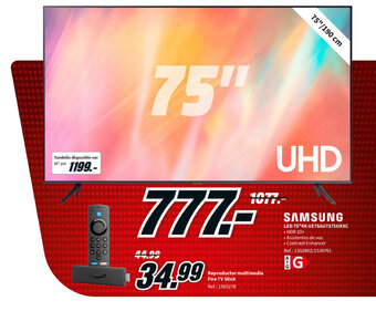 MediaMarkt Samsung Led 75" 4K UE75AU7175UXXC oferta