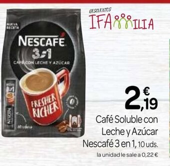 Supermercados El Jamón Café Soluble con Leche y Azúcar Nescafé 3 en 1 oferta