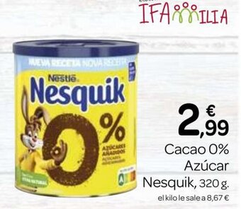 Supermercados El Jamón Cacao 0% Azúcar Nesquik oferta