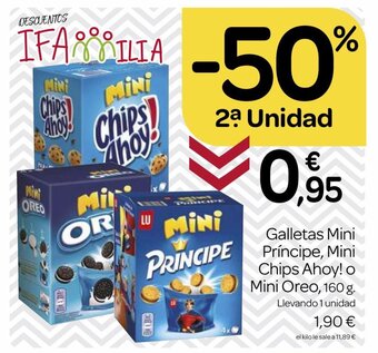 Supermercados El Jamón Galletas Mini Príncipe, Mini Chips Ahoy! o Mini Oreo oferta
