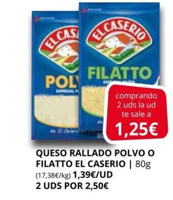 Supermercados MAS Queso Rallado Polvo O Filatto El caserio oferta